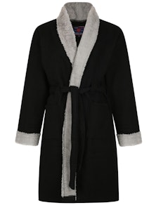 KAM Sherpa Lined Dressing Robe Black